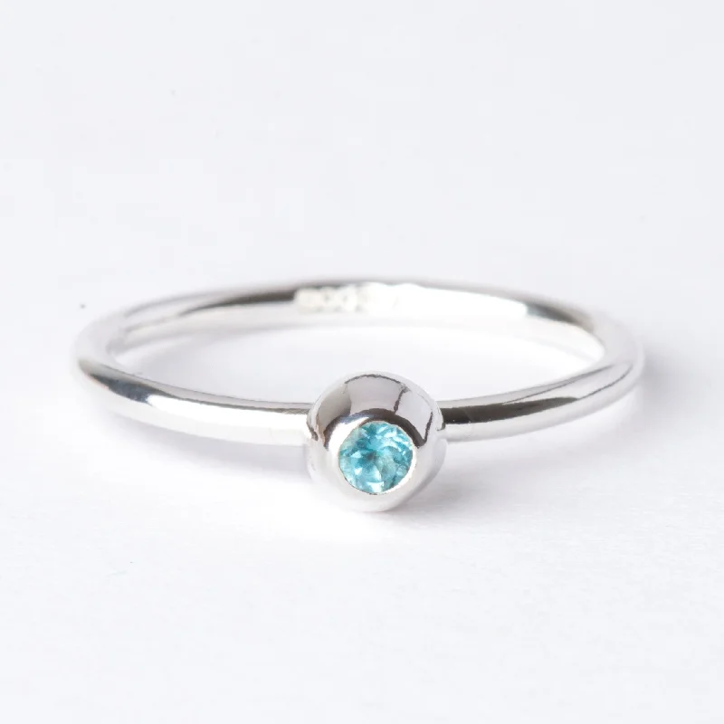 women’s geometric gemstone ring-Swiss Blue Topaz Small Honey Pot Ring