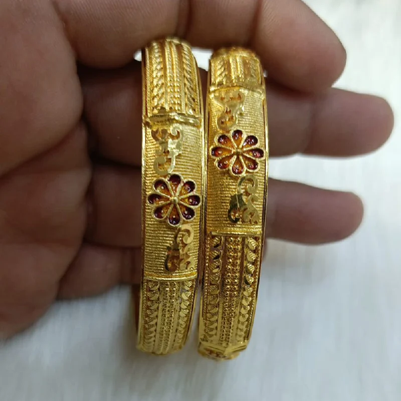 women’s platinum wedding engagement rings-women’s polished bangle-Shreenath Sales Gold Plated Meenakari Bangles Set