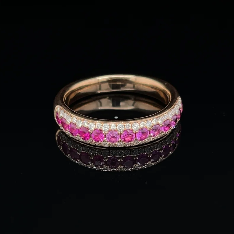 14 Karat Rose Gold 5/8 Carat Pink Sapphire and Diamond Ring