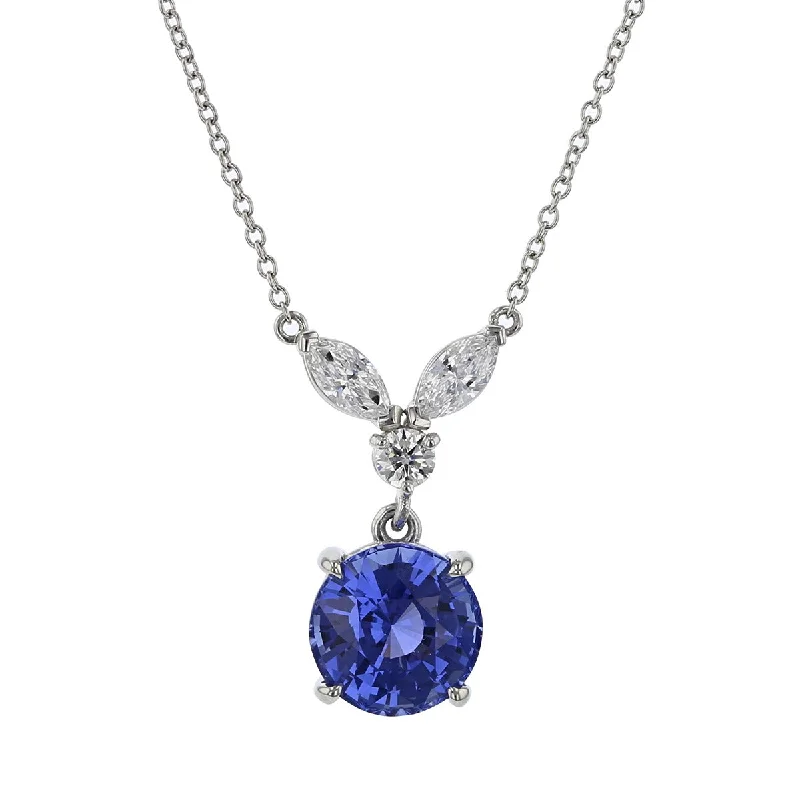 women’s pearl necklace with gold-Platinum Sri Lankan Sapphire and Diamond Necklace