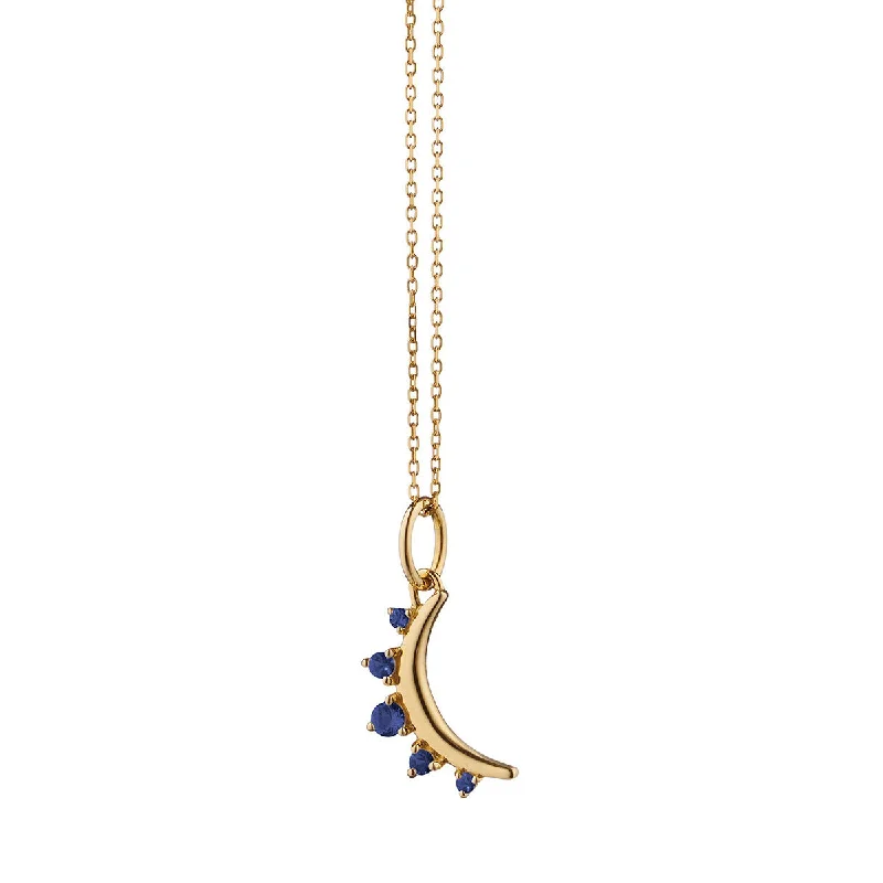 women’s snake chain necklace-September Sapphire Moon Birthstone Necklace