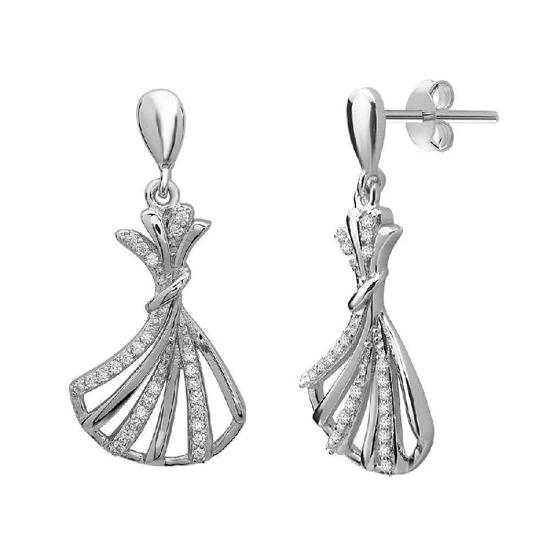 women’s rhinestone earrings-Sterling Silver CZ Dangling Earrings