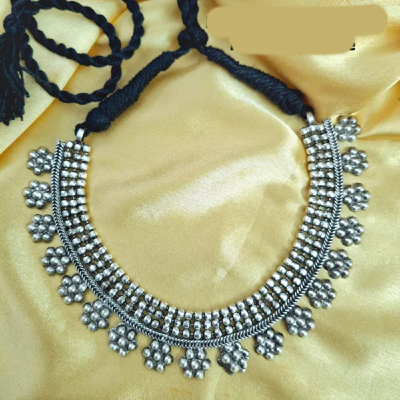 women’s bridal diamond necklace-Lalita Creation Oxidised Plated Necklace Set