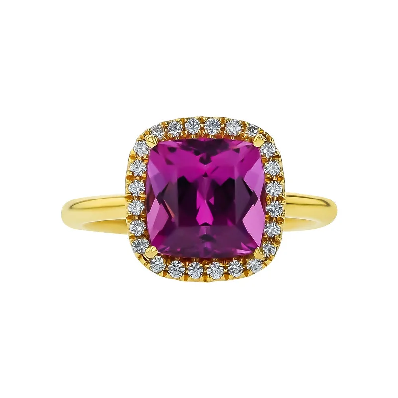 Cushion Rhodolite Garnet Diamond Ring