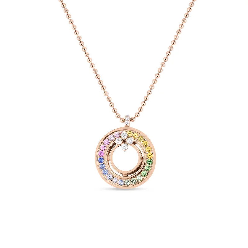 women’s choker chain necklace-Rainbow Medallion Necklace with Sapphires, Diamonds and Mother of Pearl