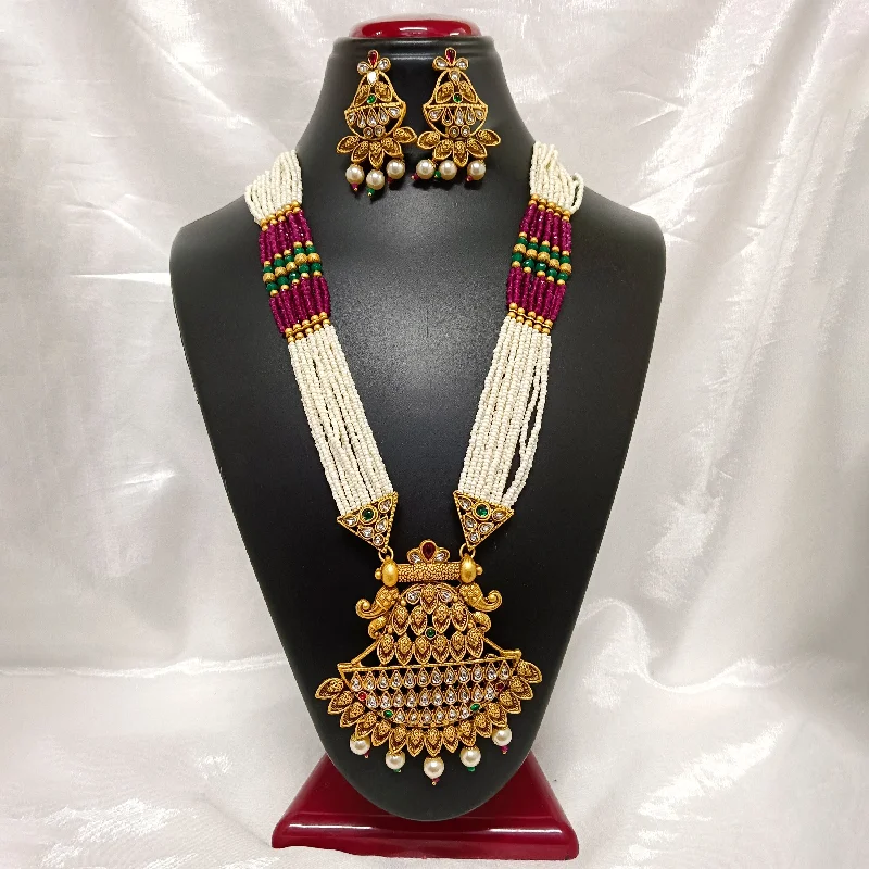 women’s designer gold necklace-Darshana Jewels Kundan Stone Gold Plated Necklace Set