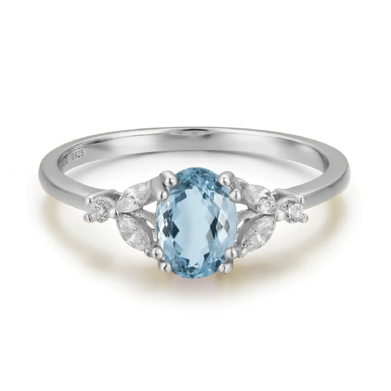 women’s chunky ring-Stellar Aquamarine Ring