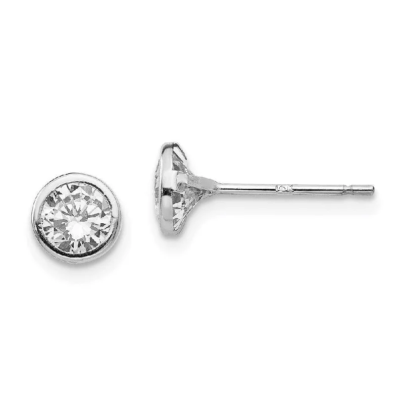 women’s platinum earrings-Madi K Kid's 14k White Gold  5mm Bezel Set CZ Post Earrings