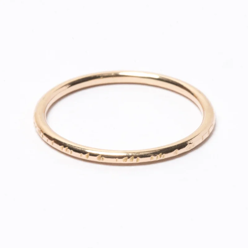 women’s bridal engagement ring set-Line Hammered Gold Ring