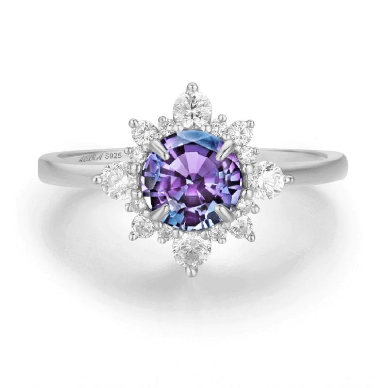 women’s aquamarine ring-Desert Blossom Alexandrite Ring