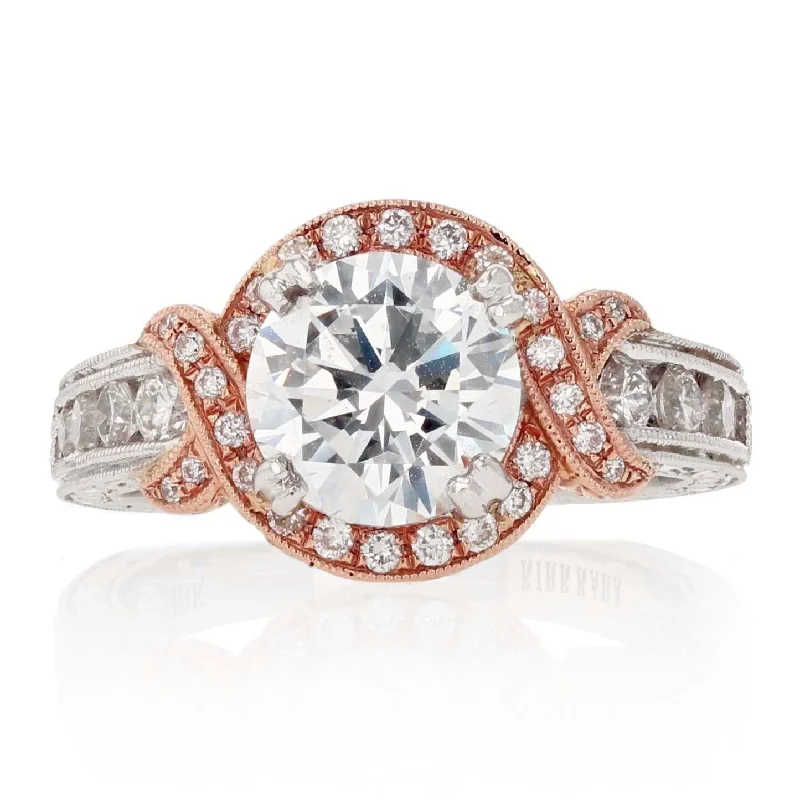 Two Tone Halo Diamond Ring Setting