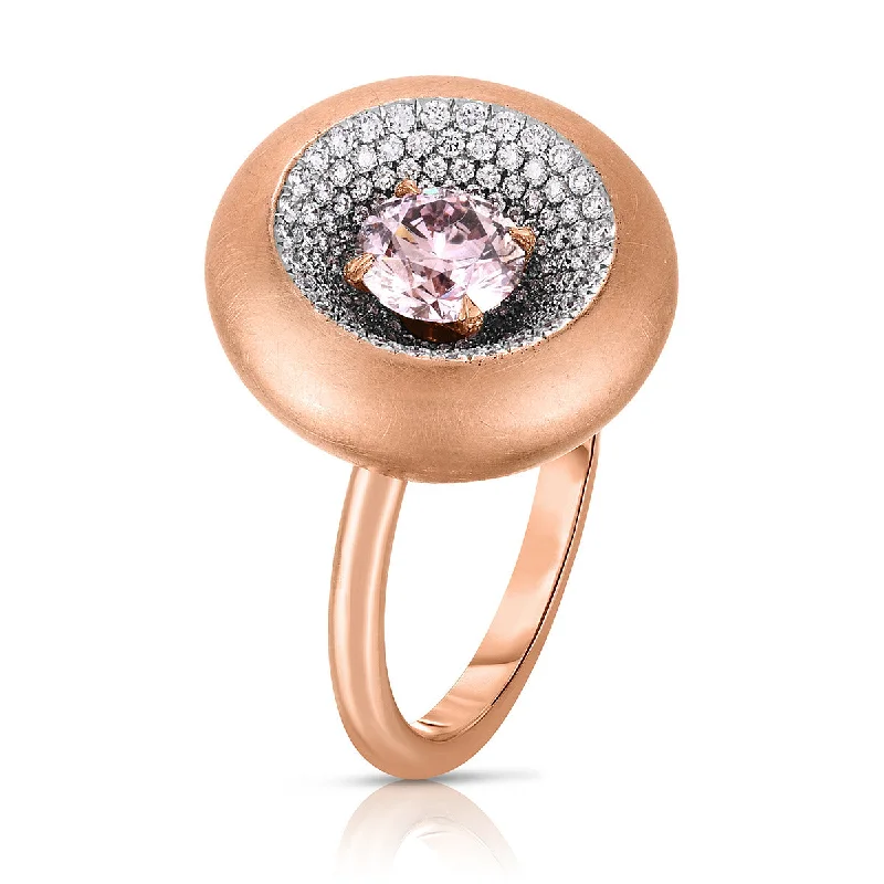 Pink Diamond and White Diamond Ring in 18K Rose Gold and Platinum