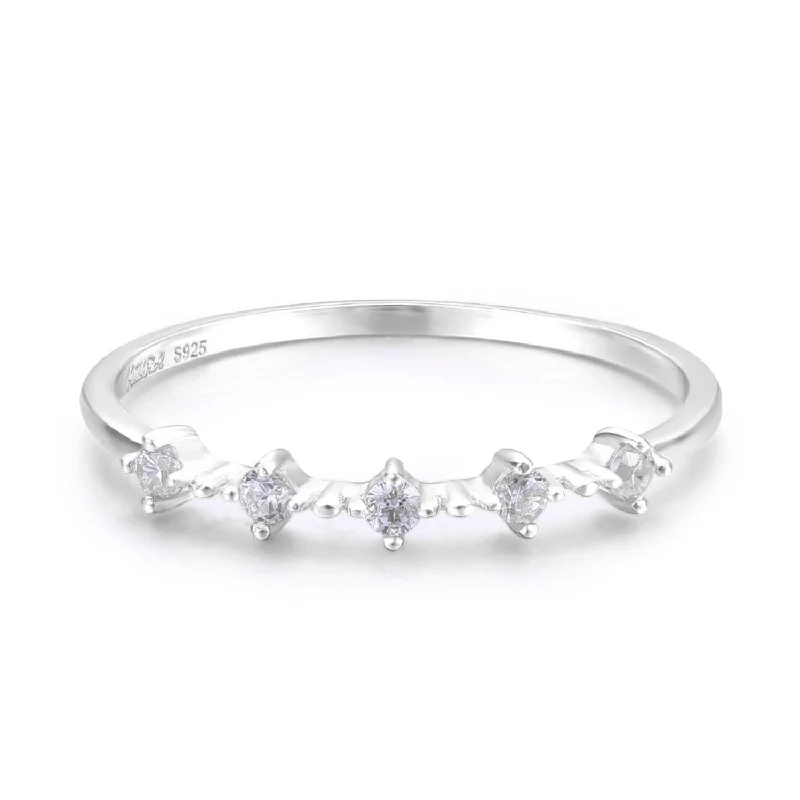 women’s birthstone ring-White Topaz Celestial Ring