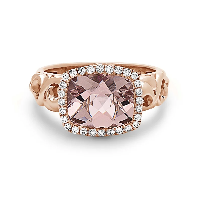 Pastel Morganite and Diamond Ring