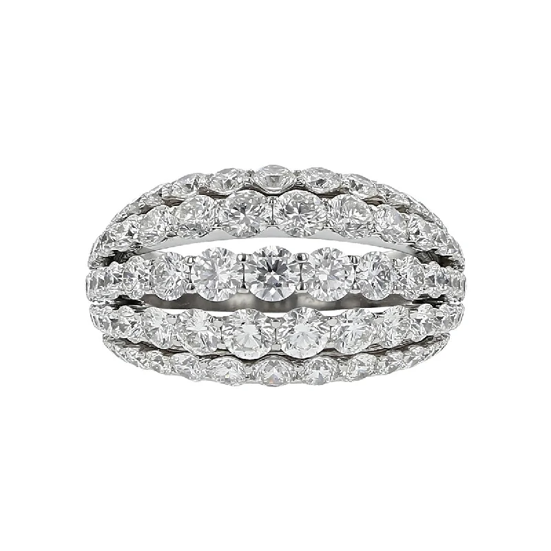 18K White Gold 5 Row Diamond Ring