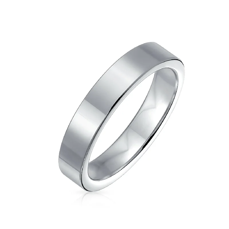 women’s cocktail gemstone ring-Plain Flat Cigar Tungsten Wedding Band Ring for Men Silver Tone