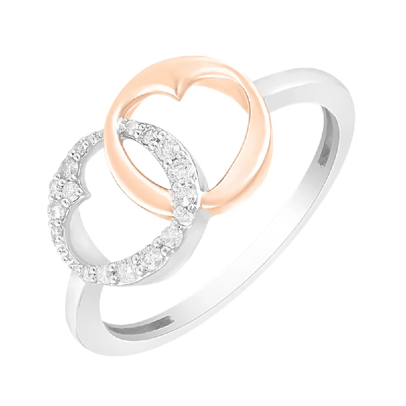 Sterling Silver Rose Gold Diamond Ring