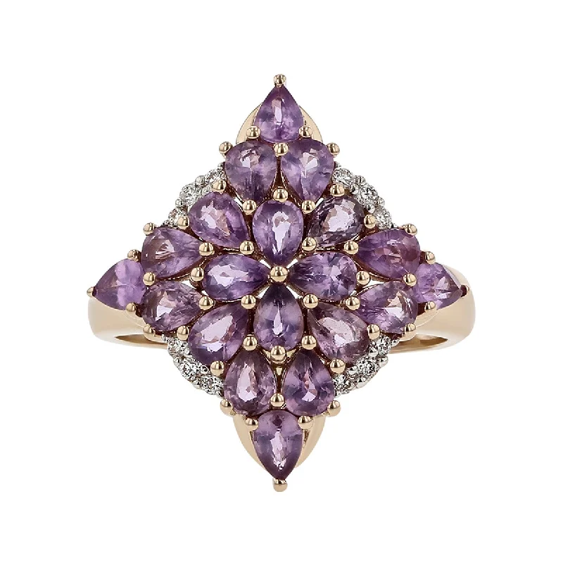 14K Pear-Shape Purple Sapphire and Diamond Ring