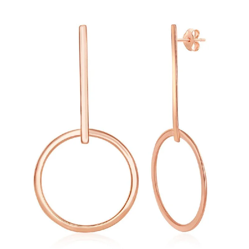 women’s diamond stud earrings-Sterling Silver Rose Gold Plated Bar Hoop Earrings