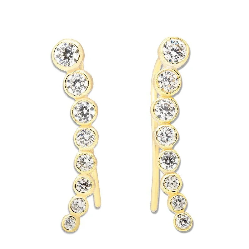 women’s minimalist earrings-Sterling Silver Gold Plated CZ Ear Crawler Earrings