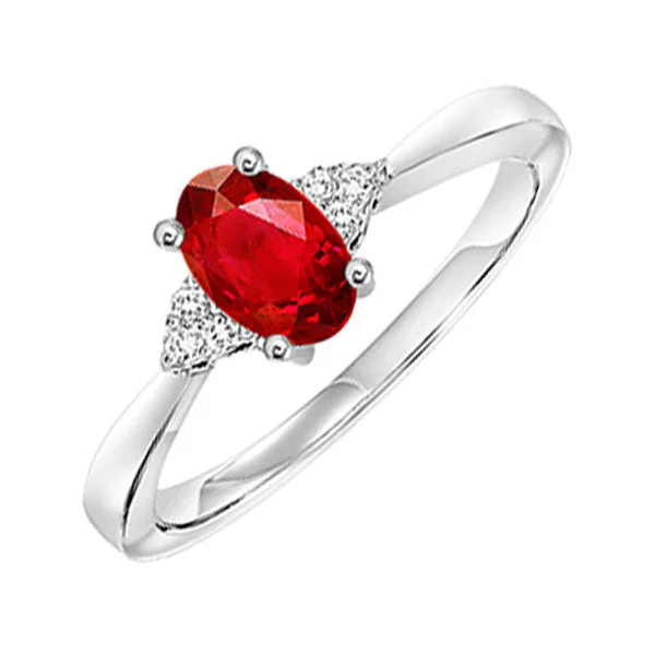 10K White Gold Garnet Diamond Ring