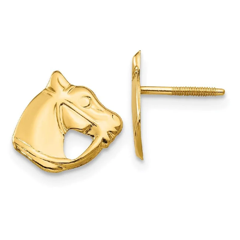 women’s clip-on earrings-Madi K Kid's 14k  Horse Head Earrings