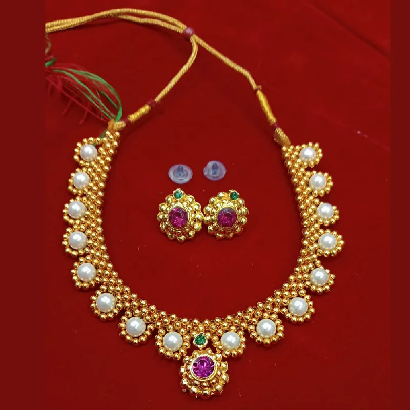 women’s cubic zirconia necklace-Manisha Jewellery Gold Plated Necklace Set