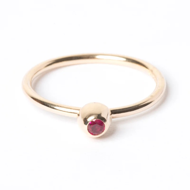 women’s adjustable gemstone ring-Ruby Small Honey Pot Ring