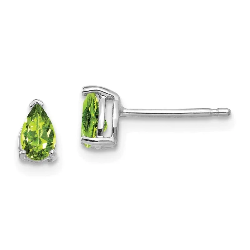 women’s crystal chandelier earrings-14k White Gold 5x3mm Pear Peridot Earrings