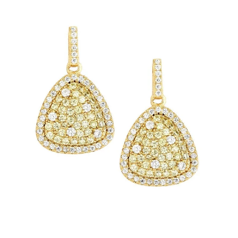 women’s pearl drop earrings-Sterling Silver Gold Triangle Micro Pave Earrings