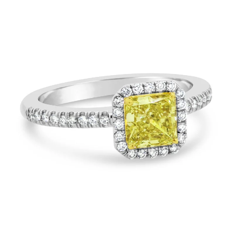 Fancy Intense Yellow Radiant Cut Diamond Ring