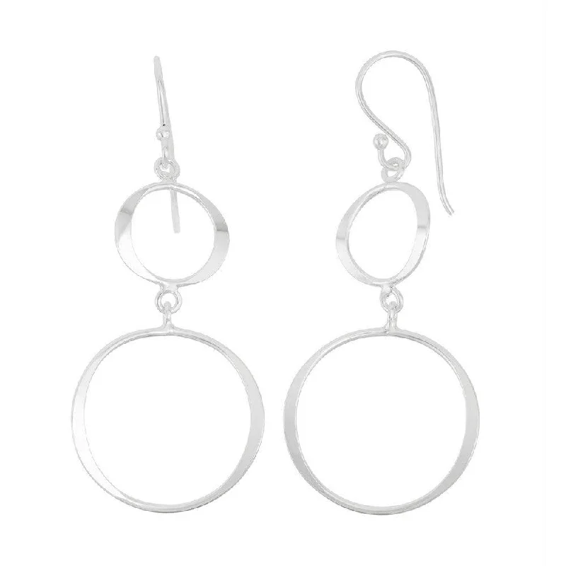 women’s trendy earrings-Sterling Silver Small and Large Open Wavy Circles Earrings