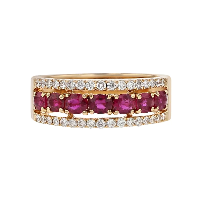 Salavetti 18K Rose Gold Ruby and Diamond Ring