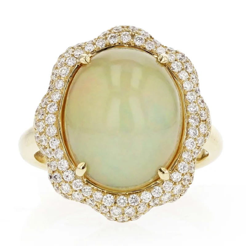 Ethiopian Opal and Diamond Ring