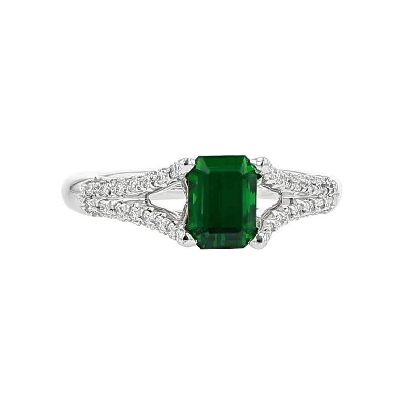 18K Yellow Gold Green Tsavorite Diamond Ring