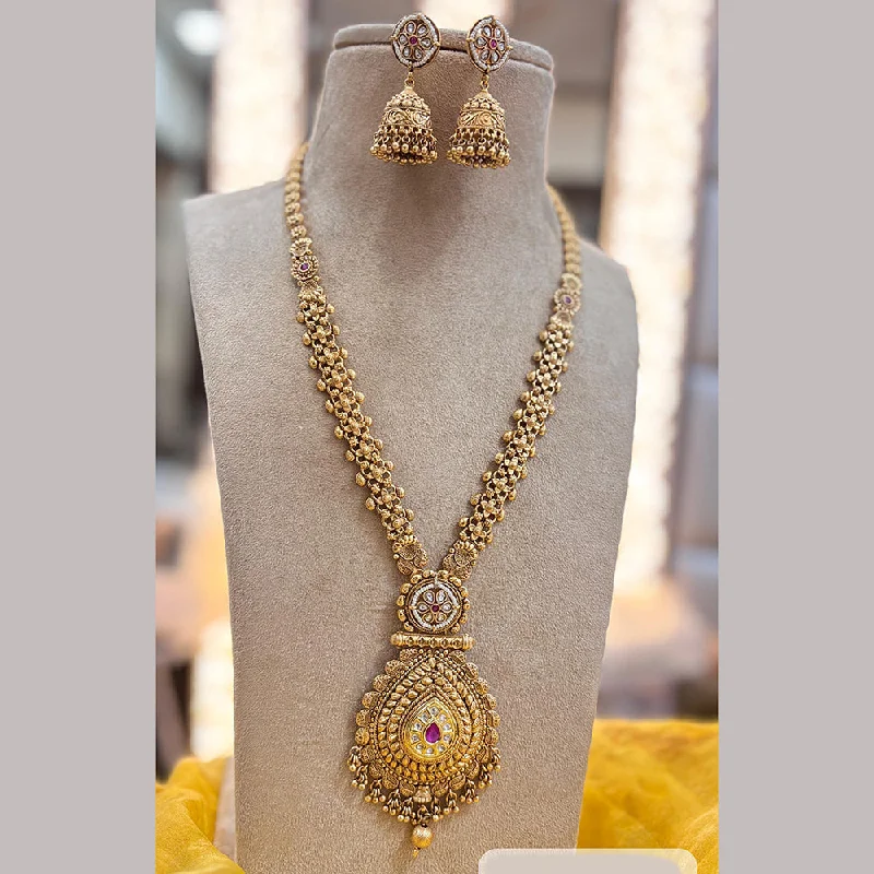 women’s elegant pendant necklace-Jewel Addiction Gold Plated Pota Stone Long Necklace Set