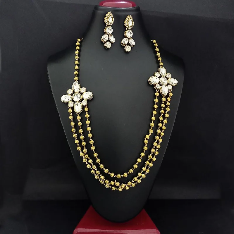 women’s choker necklace-Kriaa Gold Plated Glass Stone Necklace  Set  - 1106413A