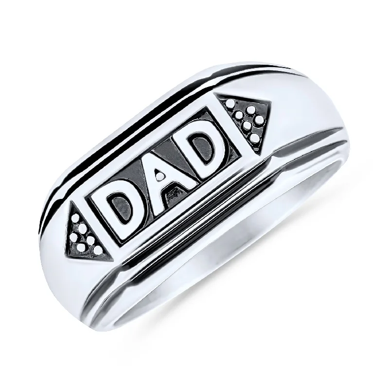 women’s zirconia ring-Mens Stainless Steel Word Statement Band Signet DAD Ring for Father's Day Gift