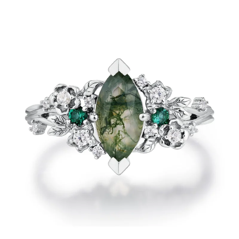 women’s wedding diamond ring-Briar Meadow Moss Agate Ring