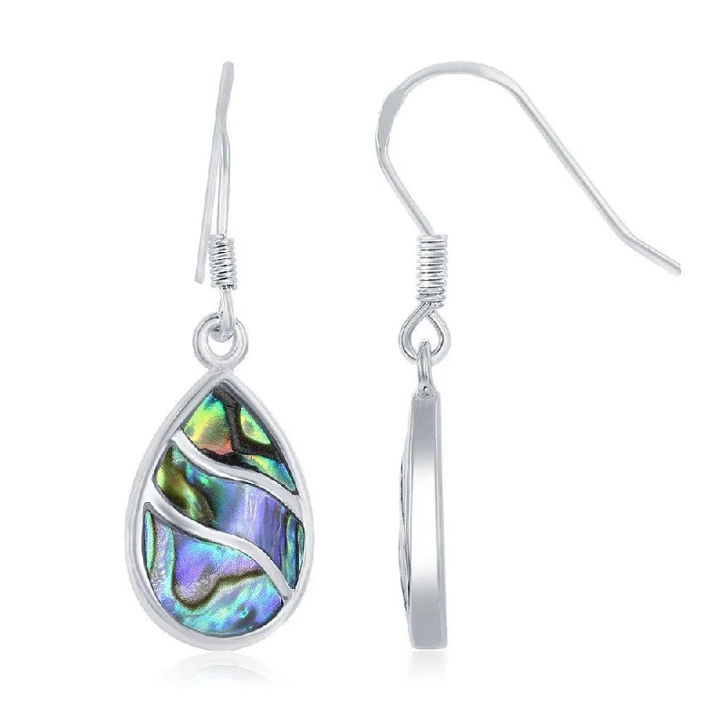 women’s infinity earrings-Sterling Silver Abalone Waves Teardrop Earrings