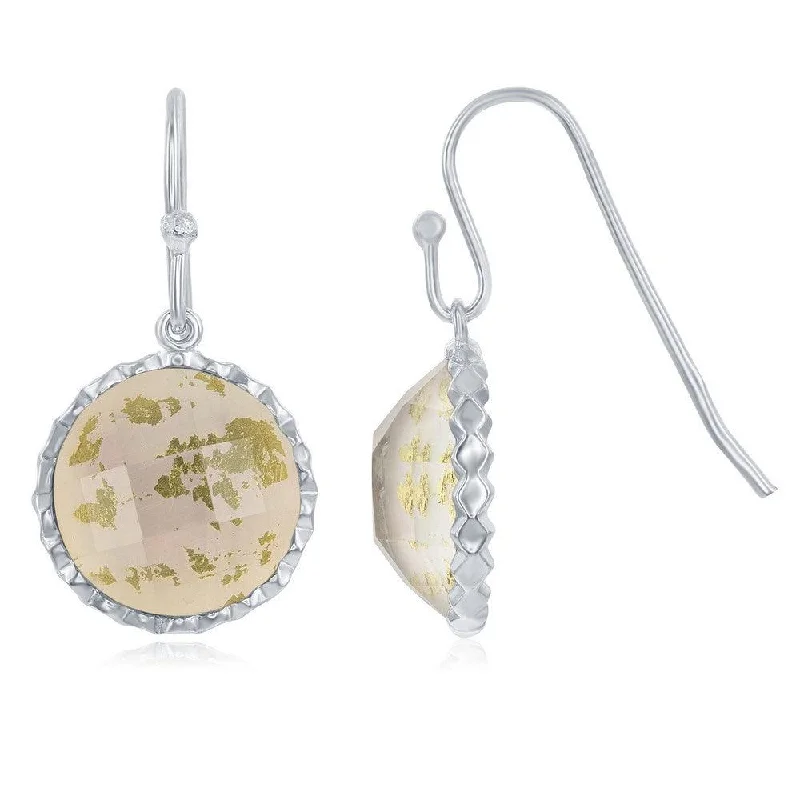 women’s custom-designed earrings-Sterling Silver Round MOP Doublet Earrings