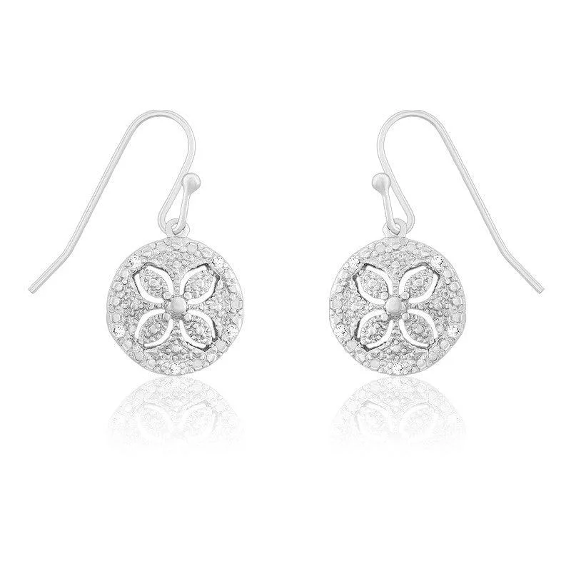 women’s pearl hoop earrings-Sterling Silver Flower Cutout Diamond Earrings