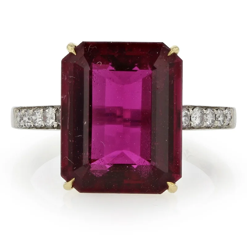 Platinum/18K Rubellite & Diamond Ring