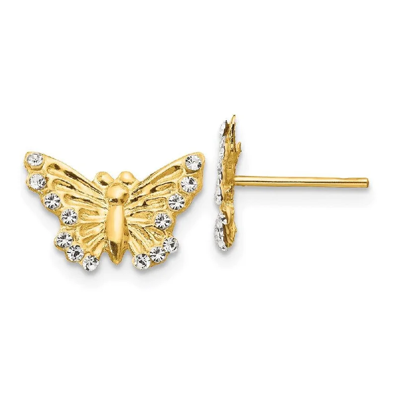 women’s gemstone earrings-Madi K Kid's 14k  CZ Butterfly Post Earrings