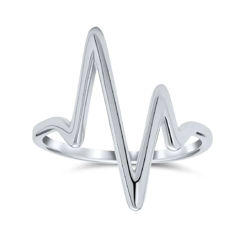 women’s square ring-Geometric Chevron Silver Ring Stackable Midi Knuckle Band Sterling Silver