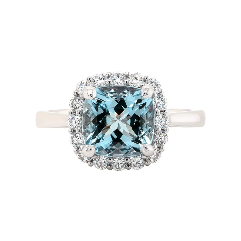 Aquamarine and Diamond Ring