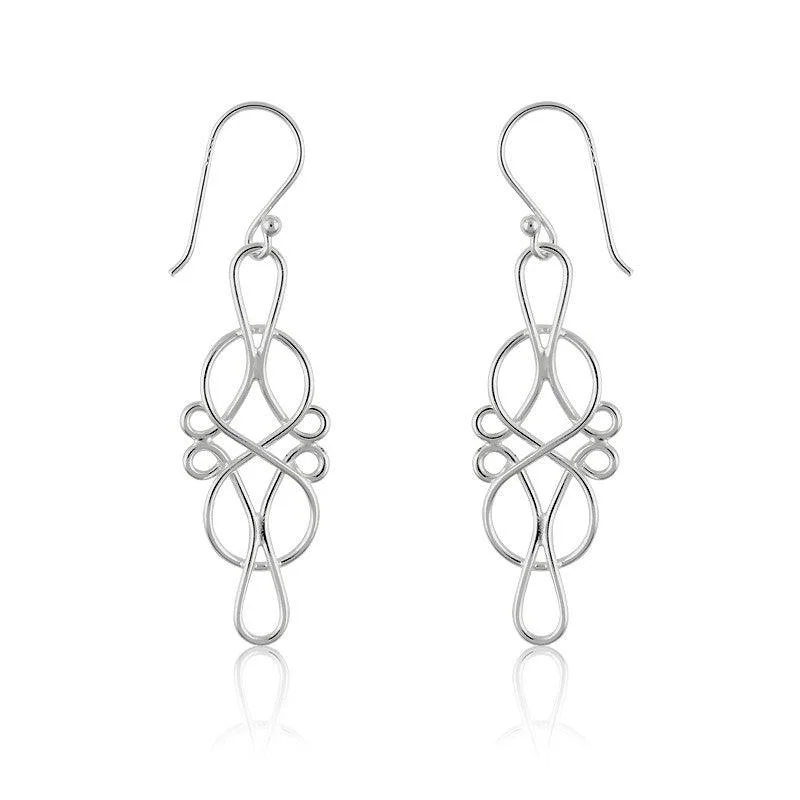 women’s rhinestone earrings-Sterling Silver Designed Infinity Earrings