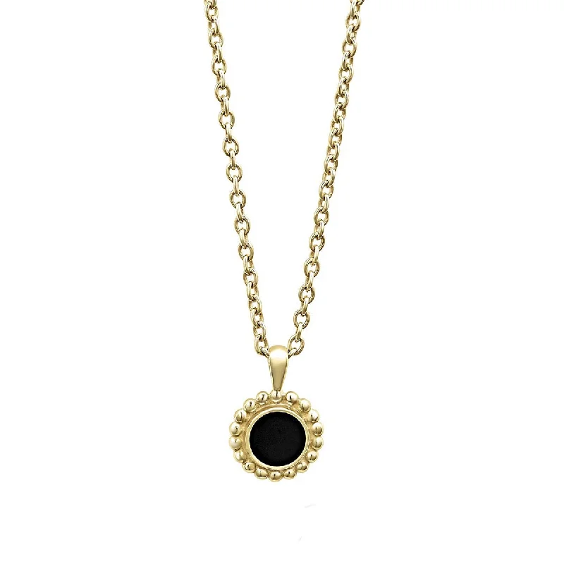 women’s elegant necklace-Round Onyx Pendant Necklace