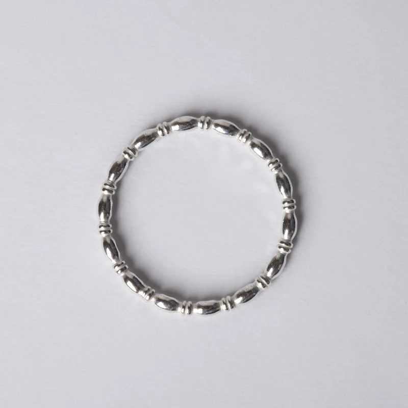 women’s aquamarine ring-Small Silver Bamboo Rings