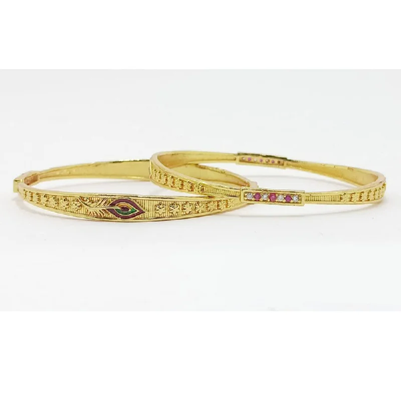 women’s vintage-inspired engagement rings-women’s gemstone bangle set-SP Jewellery Gold Plated Austrian Stone Bangle Set